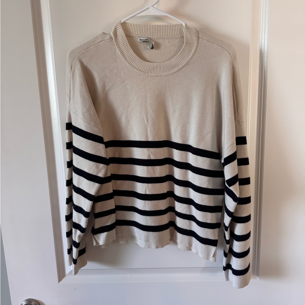 A&F Striped Cream and Black Sweater